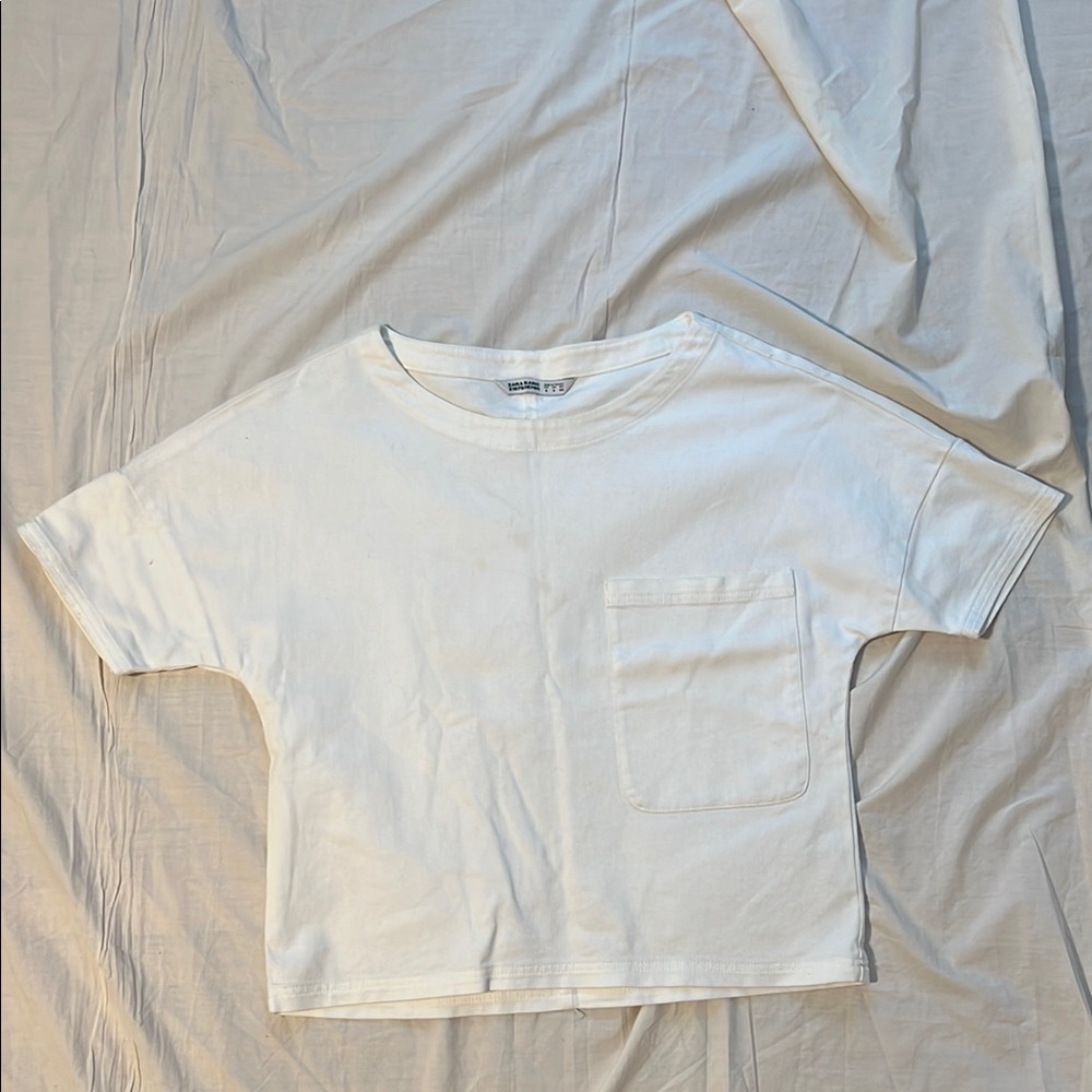 Zara White Short Sleeve Top